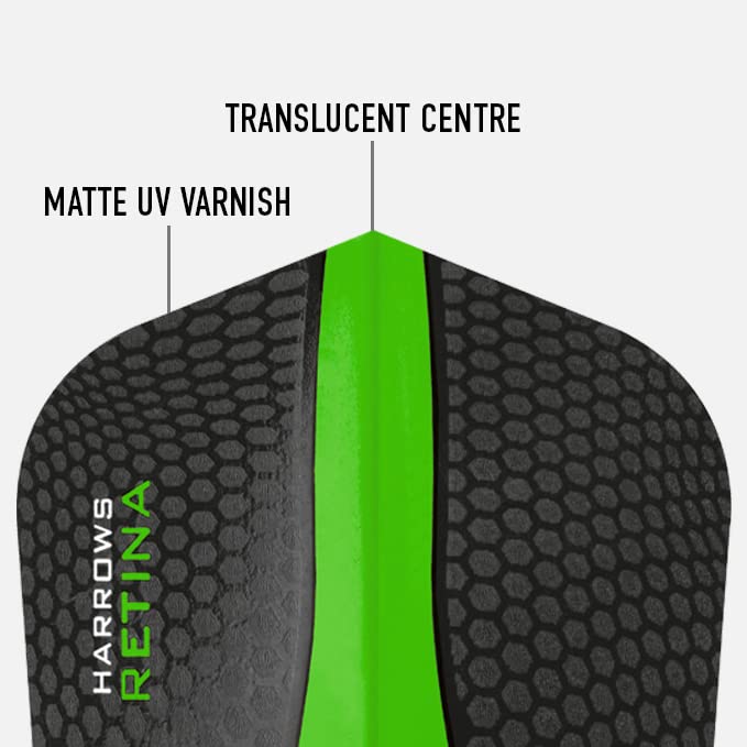 Harrows Retina Dart Flights - 100 Micron, enhanced Extra Strong, 5 Sets (15 Flights Total) - Green