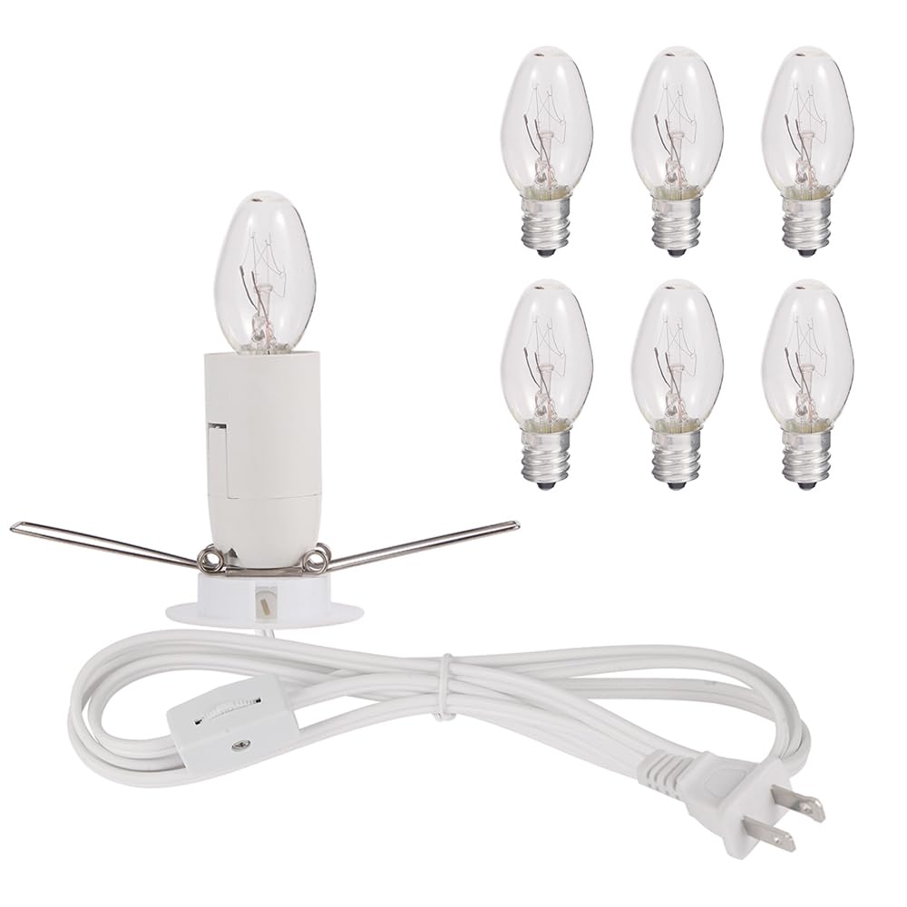 SCOMX WhiteHimalayan Salt Lamp Cord with Gear Switch,Original Replacement Cord with Base Assembly with E12 Socket,Christmas Ligh