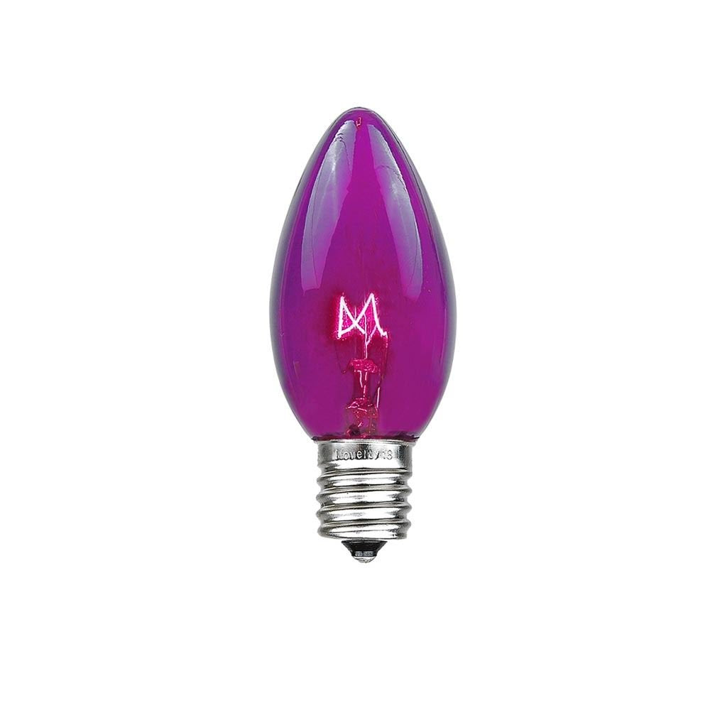 Novelty Lights Christmas Replacement Bulbs - C7/E12, 5W, 25 Count, Purple Glass