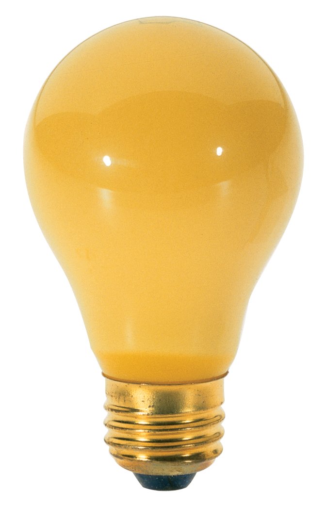 Satco S3939 130-Volt 100-Watt A19 Bug Light Medium Base Light Bulb, Yellow, 2-Pack
