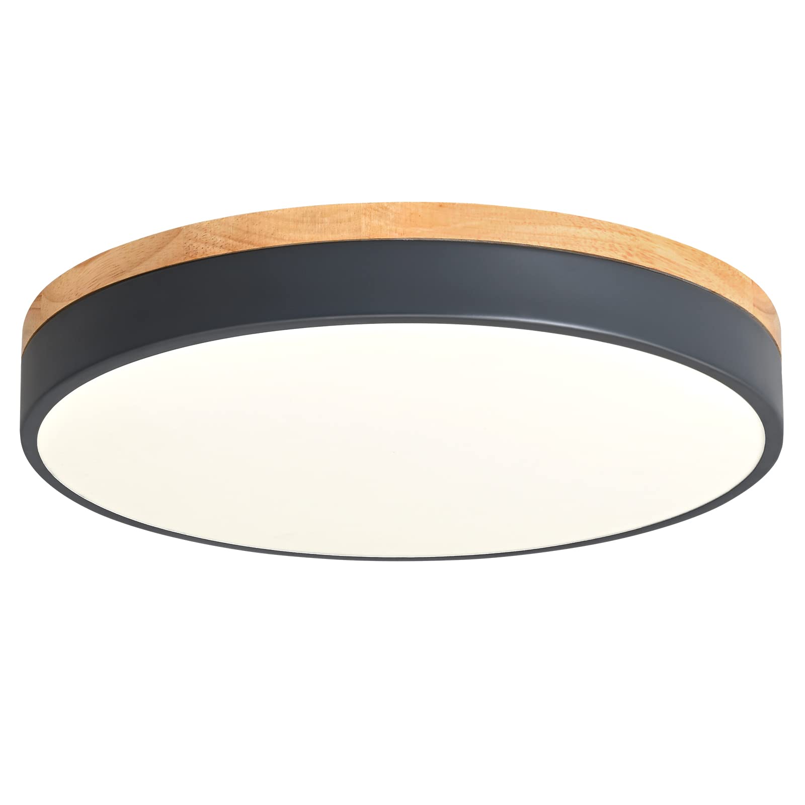 Yiisem Dimmable Wood LED Flush Mount Ceiling Light, 5CCT 2700K-6000K Selectable Modern Round Close to Ceiling Lighting Fixtures,