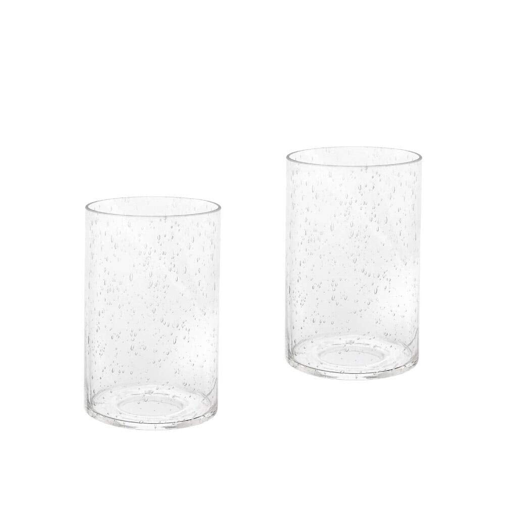 Eumyviv Seeded Glass Shade Cylinder Glass Lamp Shade Replacement Glass Pieces With 1-5/8-Inch Fitter Opening 2-Pack (A00004)