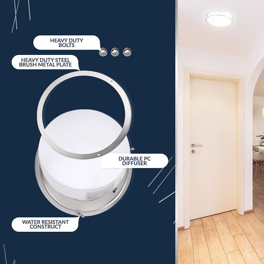 Lunabode Led Flush Mount Ceiling Light, 22W (100W Eq), 1800Lm, 14 Warm White, Brushed Nickel, Model Gs-Drcl14-182