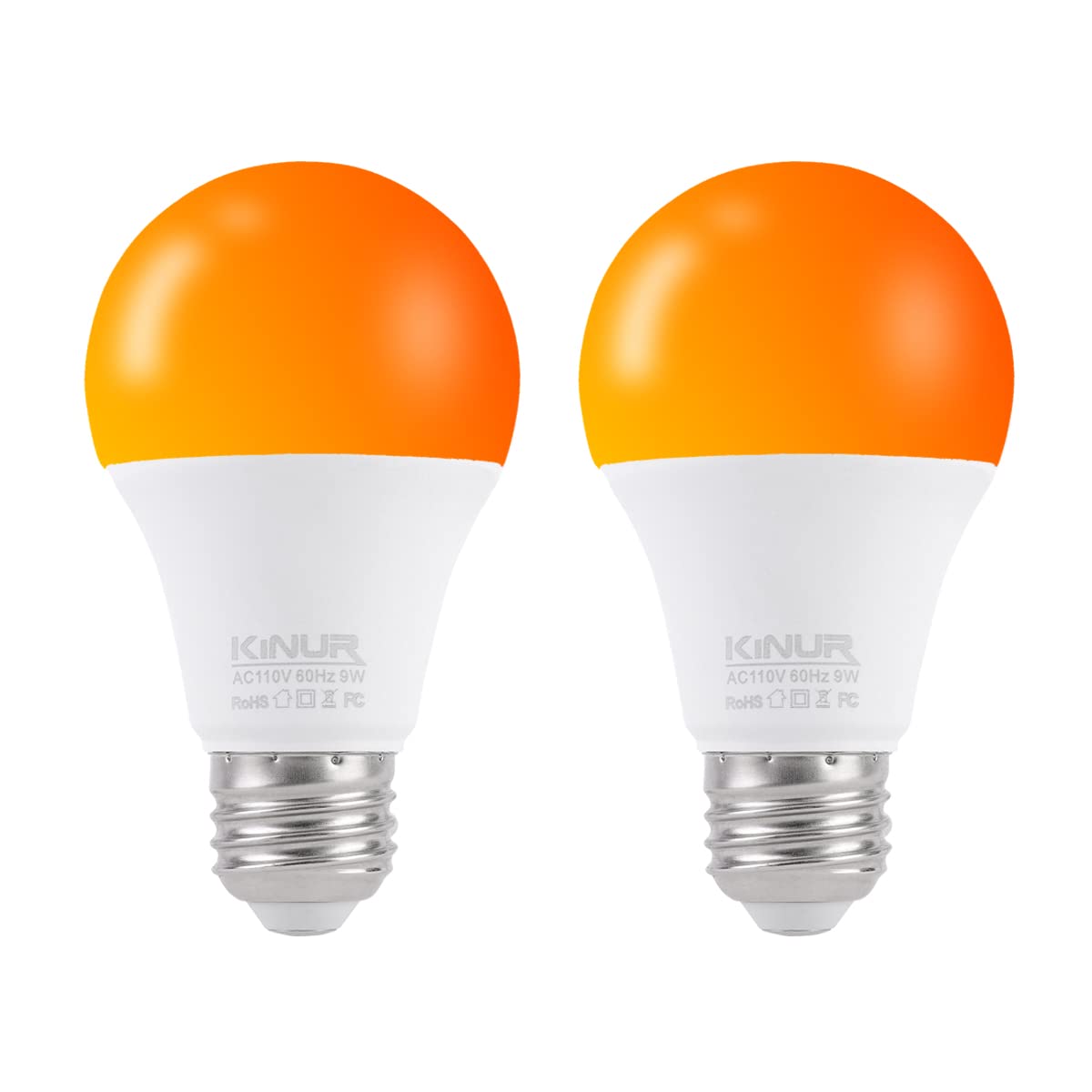 KINUR LED Amber Light Bulbs, A19 9W, E26, 1800K, Soft Light, Copper, 2 Pack