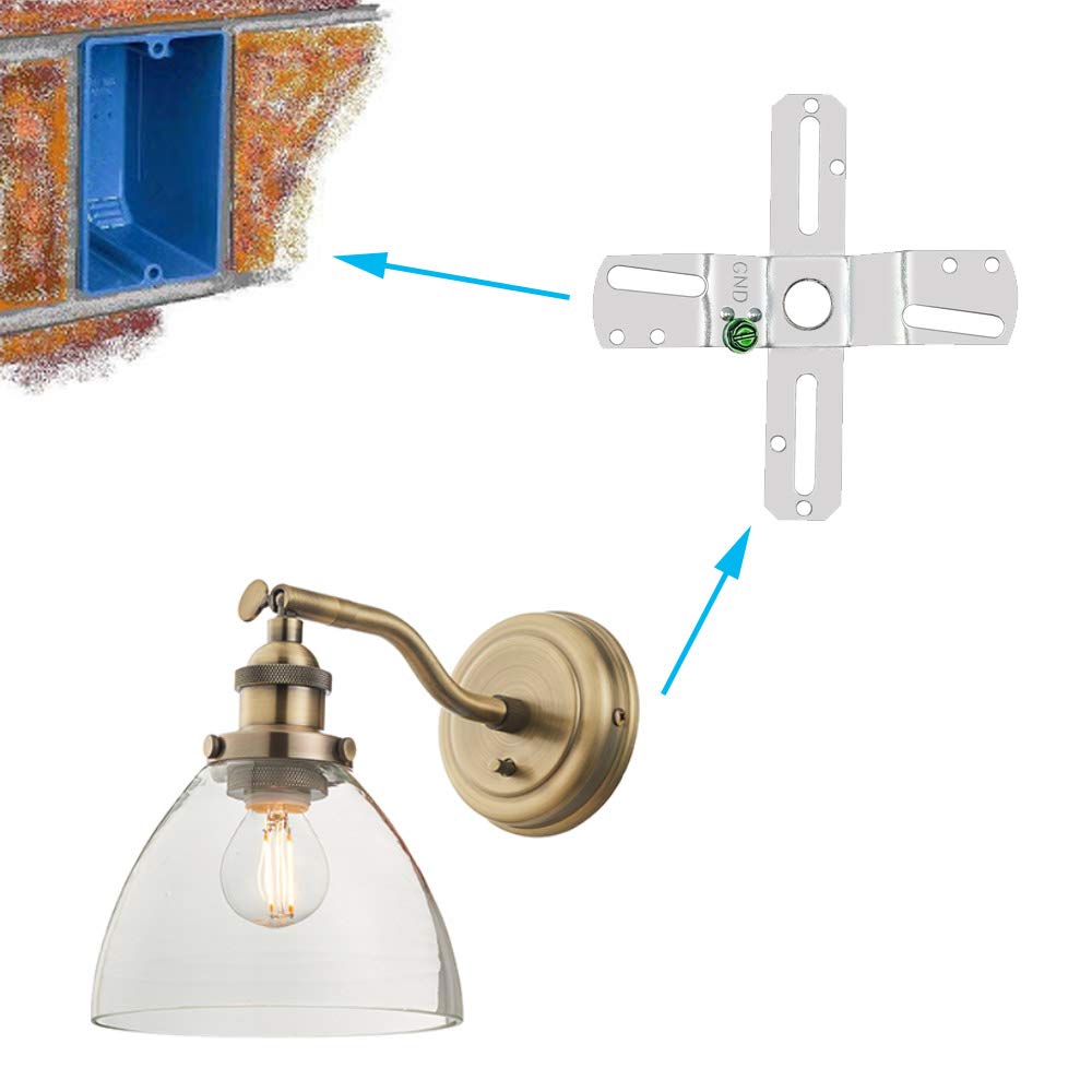 Ecudis 2 Pack 4&quot; Silver Cross-Shaped Universal Light Fixture Crossbar With Screws