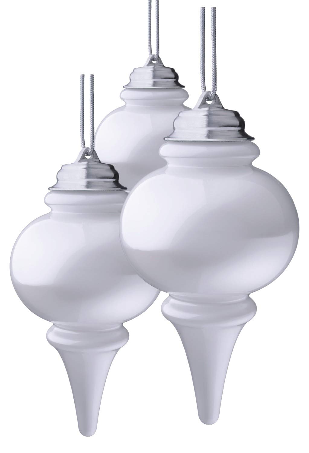 Xodus Innovations WP600-3 Battery Powered 8 inch LED Finial Ornaments, Pulsing Action, Dusk Sensor (Pack of 3) White