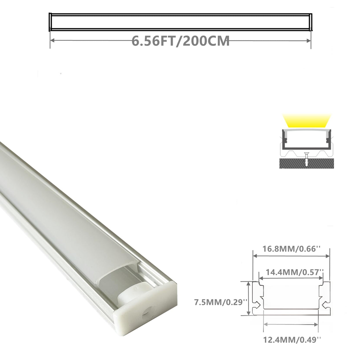 THMOOTHER LED Strip U Channel Diffuser 10-Pack 6.56FT,17X7.5MM Surface ...