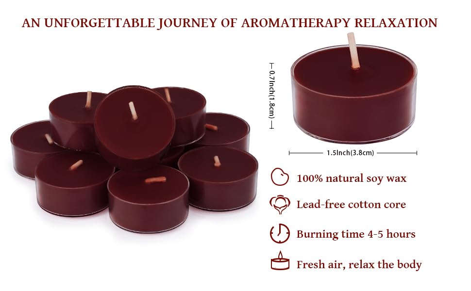 DEYBBY Scented Tealight Candles, 12 Pack Soy Wax, Clear Cup, Apple Cinnamon, Up to 4 Hour Burn Time