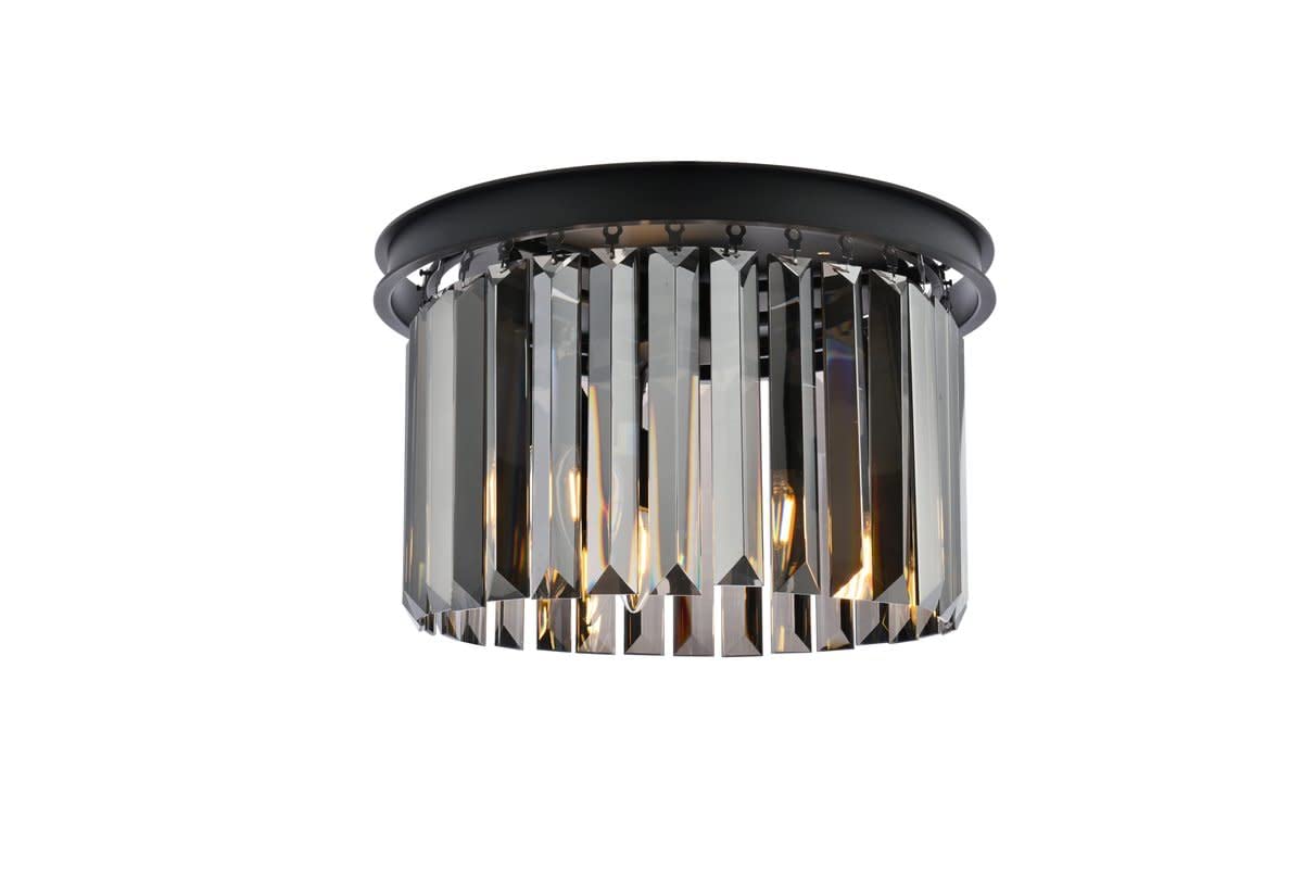 Elegant Lighting Sydney 3 Light Matte Black Flush Mount With Silver Shade - Modern Lighting Fixture