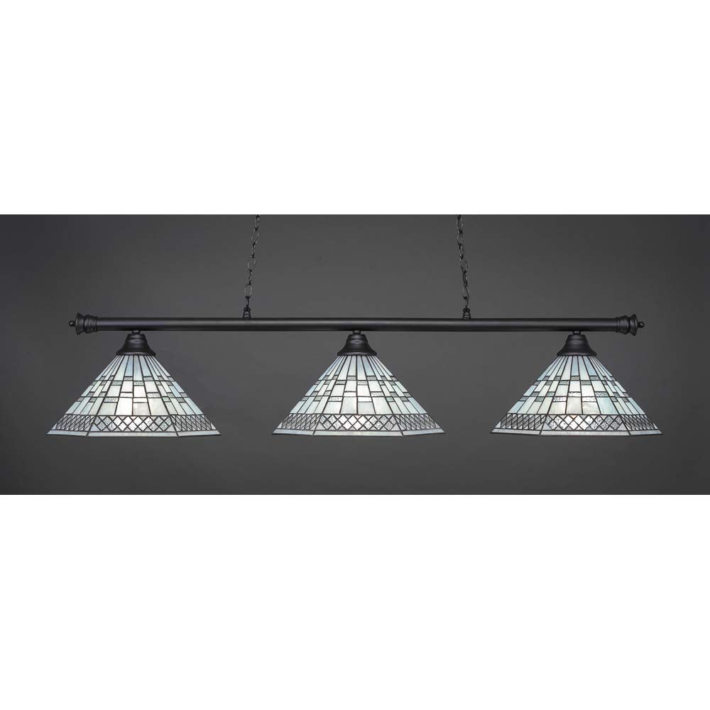 Toltec Lighting Oxford 3 Light Island In Matte Black (373-Mb-910)