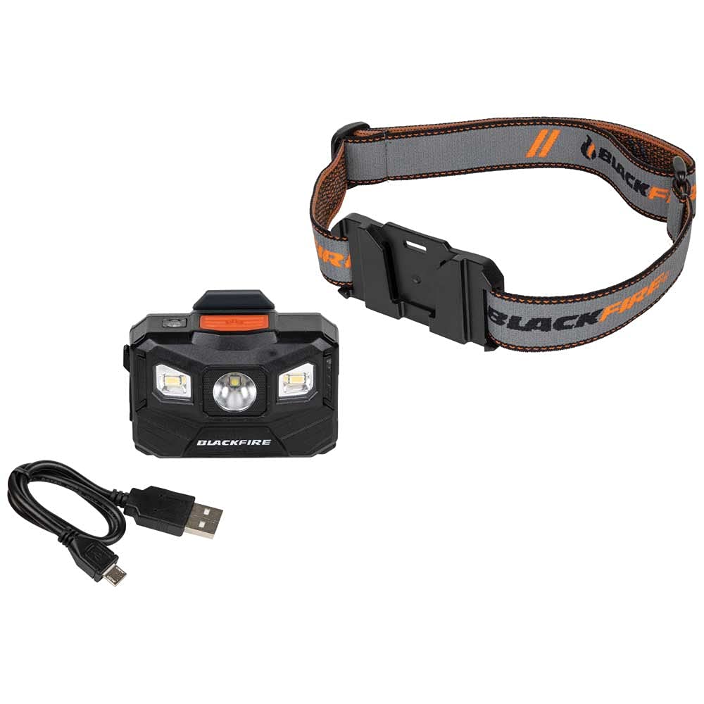 Blackfire Rechargeable LED Headlamp, BBM6048, 3 Modes, Spot & Flood Light, Black