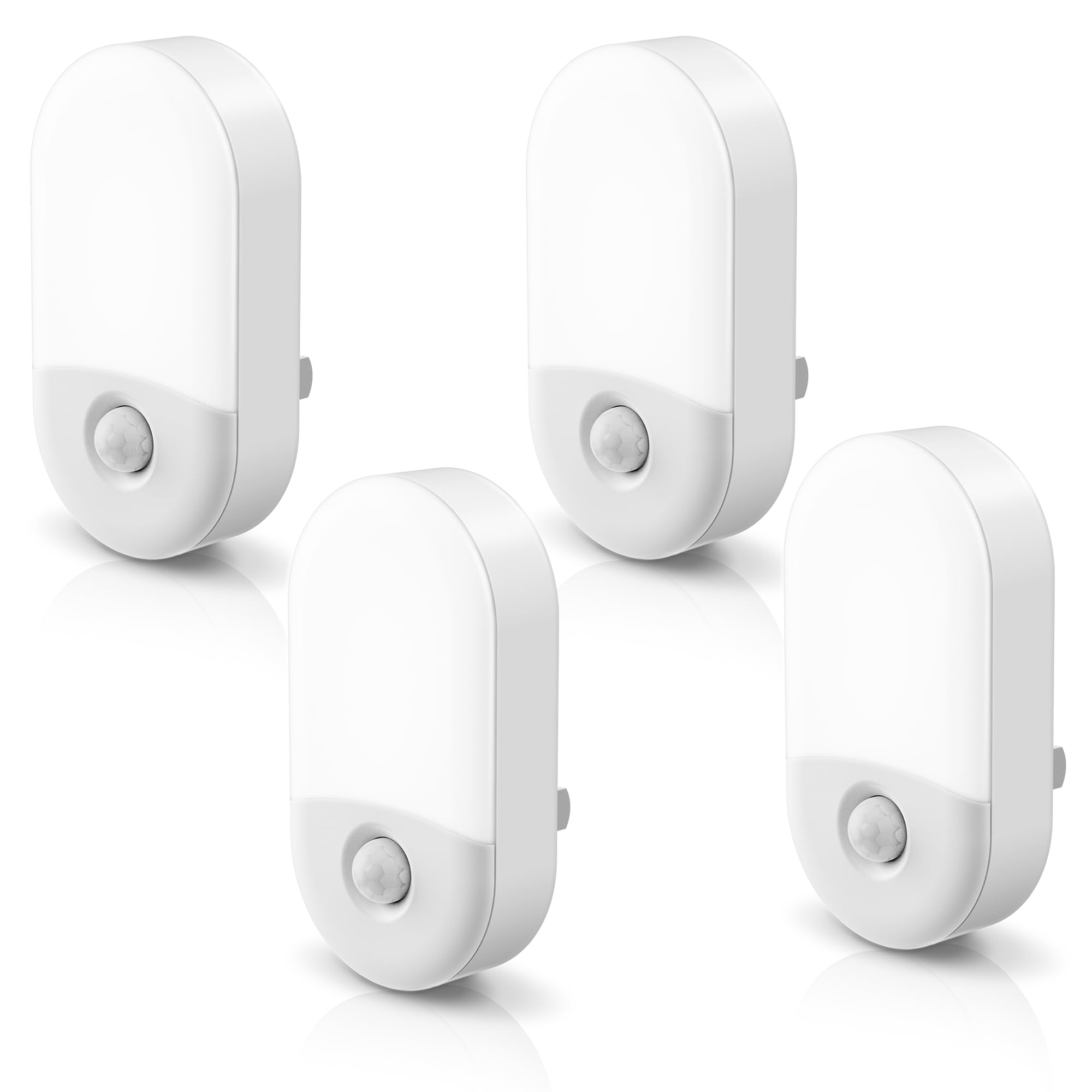 L LOHAS LED Night Light, 4 Pack Motion Sensor, Adjustable Brightness, Daylight White, for Hallway, Bathroom, Kids