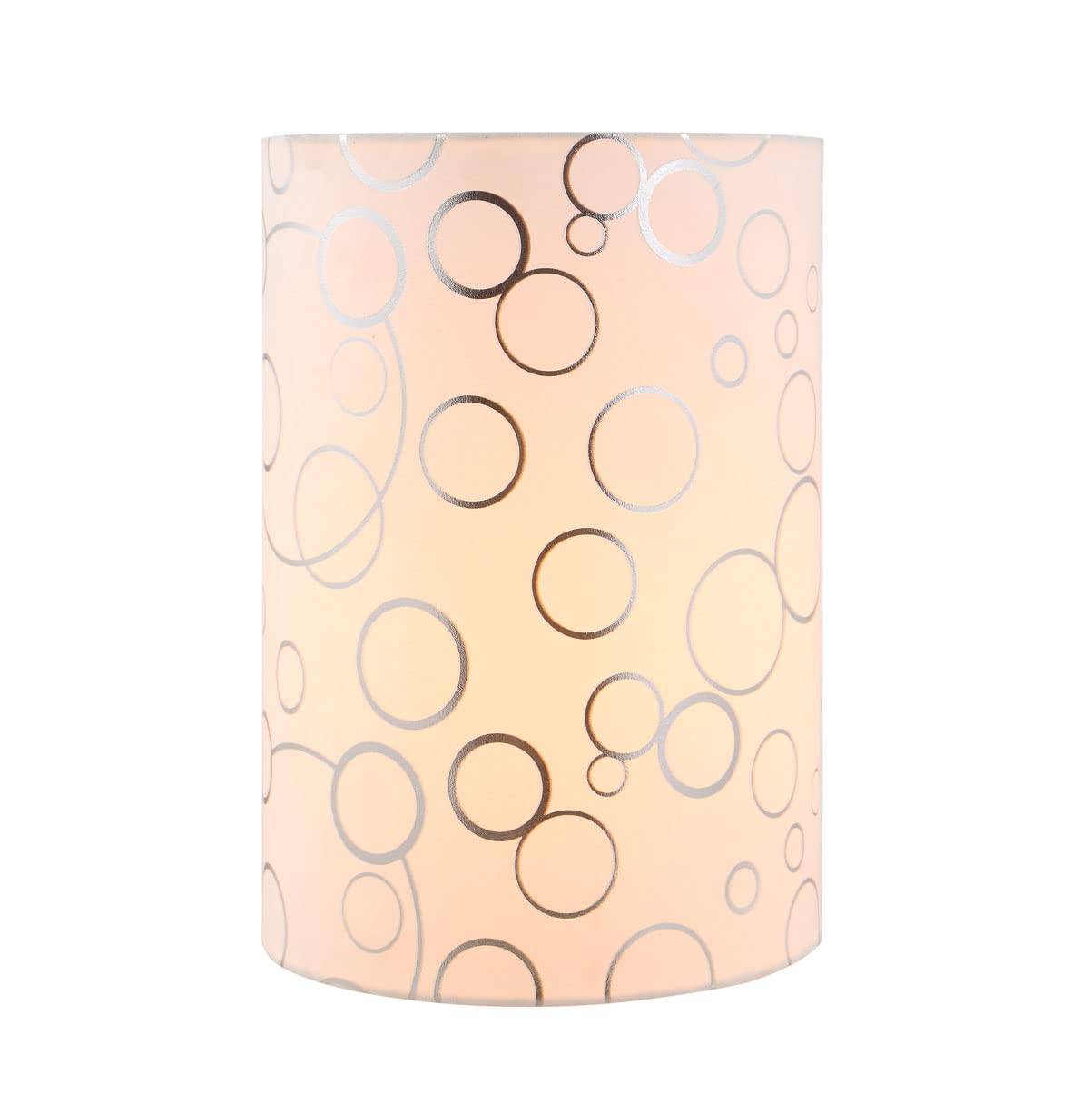 Aspen Creative 31304, Contemporary Design Hardback Drum Spider Lamp Shade, Off White With Circle Pattern, 8&quot; Top X 8&quot; Bottom X 11&quot; Height