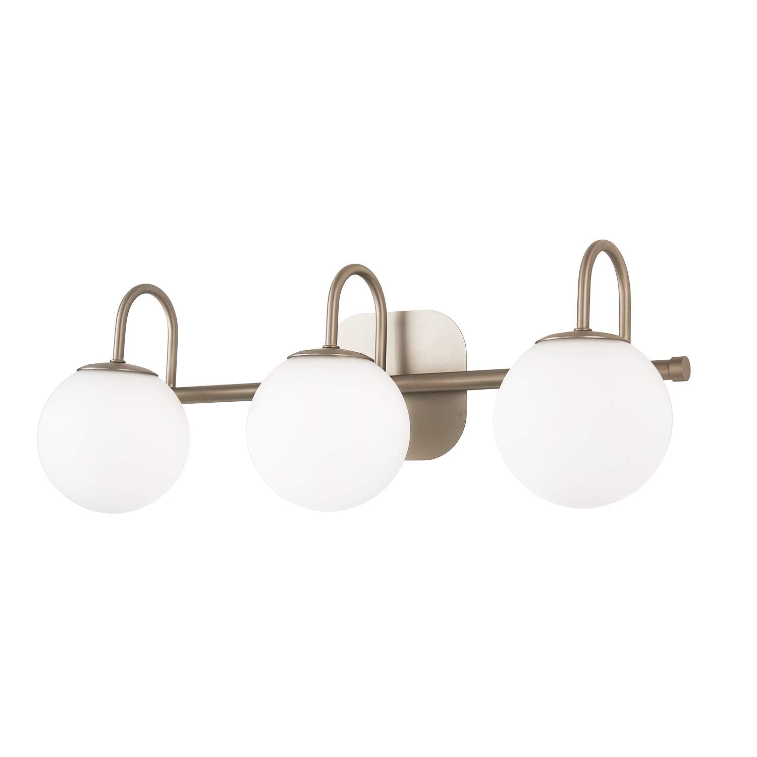 Zhuoer Brushed Nickel Bathroom Vanity Light Fixtures 3 Lights Milk White Glass Globe Shade Modern Wall Sconce Lighting Bath Vanity Lights Bar Over Mirror (Exclude G9 Bulb)