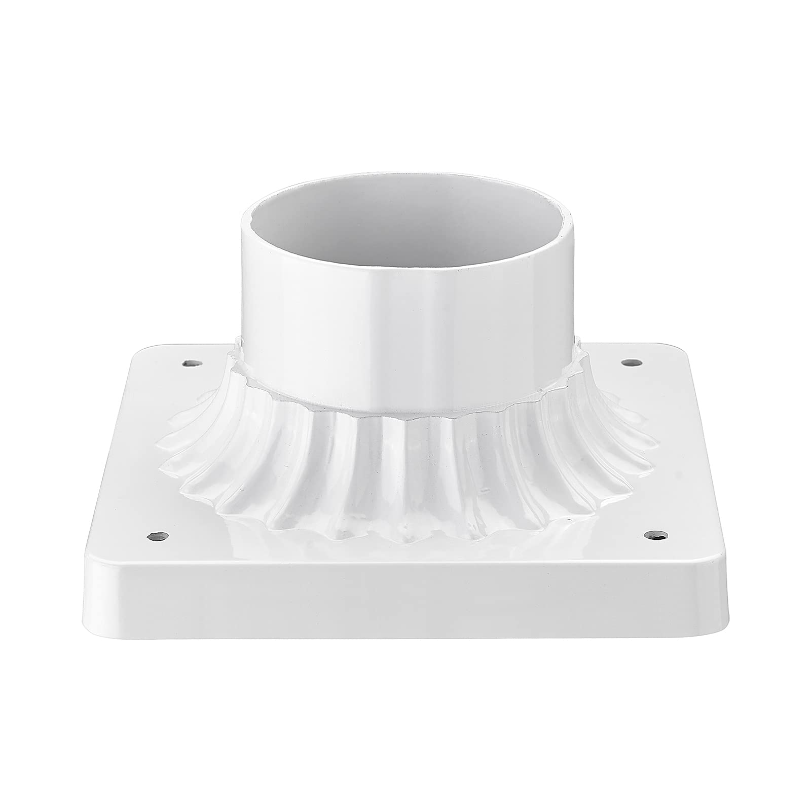 Darkaway Outdoor Post Light Base Mount, Post Light Adapter 3'' Pier Mount Base with White Finish for Deck Porch Patio, 5.5'' W x