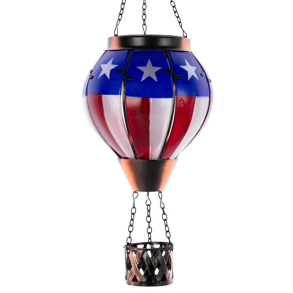 Giole Hot Air Balloon Solar Lantern, Waterproof, Flickering Flame, Blue, Model DY-1501