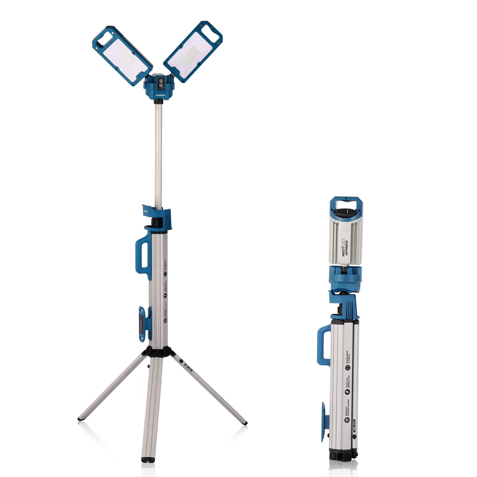 NextLED Ultimate NT-6926M Heavy Duty Portable Remote Control Telescopic, Battery Powered Shop Light, 6000 Lumen, 8 Ah Built-in B