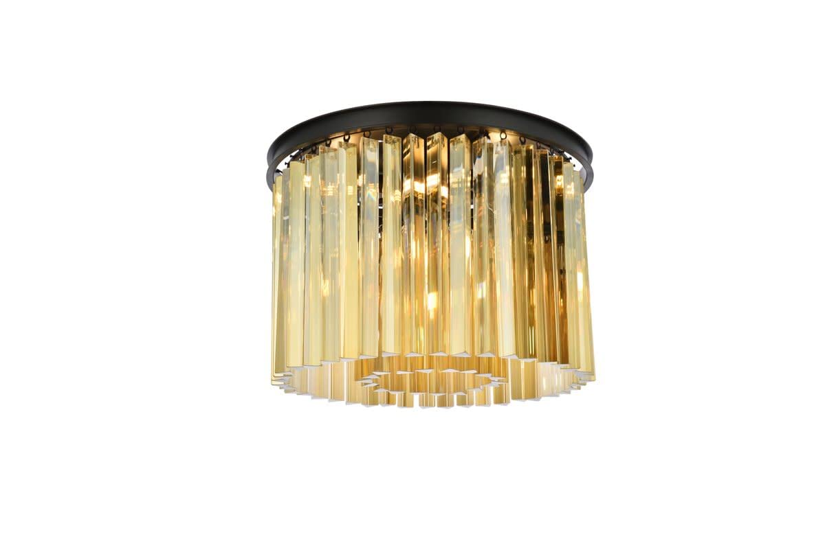 Elegant Lighting 1208F20Mb-Gt-Rc 20 Dia X 135 H In Sydney Flush Mount - Mocha Brown- Royal Cut Golden Teak Crystals