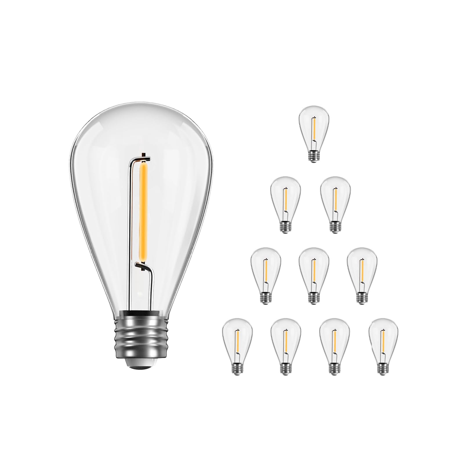 Chyparty S11 Led Bulb 10 Pack, Outdoor String Lights Replacement Bulbs, 0.6W Equivalent To 5W, Dimmable E12 Candelabra Base Wate