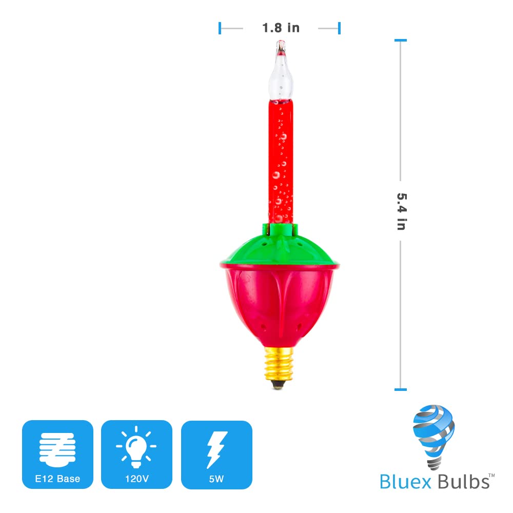 4 Pack Replacement Bubble Lights Bulbs Red Green Yellow Orange Bubble Lights For Christmas Tree Fluid Light C7/E12 Candelabra Ba