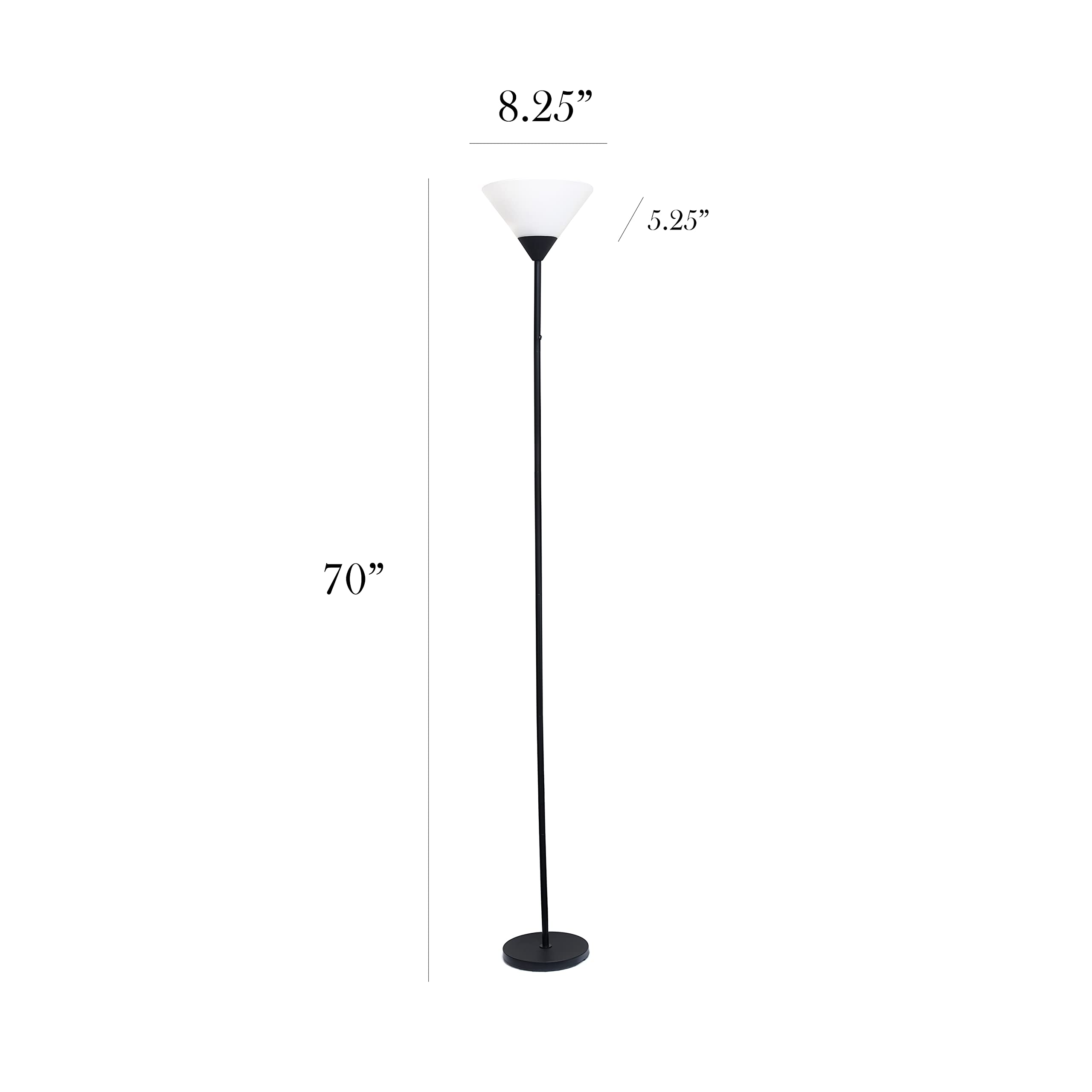 Simple Designs Lf1011-Blk 1 Light Stick Torchiere Floor Lamp, Black