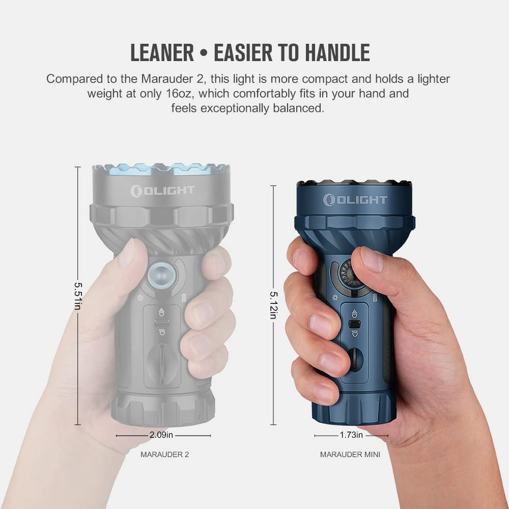 OLIGHT Marauder Mini Flashlight, 7000 Lumens, 600m Beam, Magnetic Rechargeable, Aluminum, Midnight Blue, Model O-MARAUDERMINI-NW-US#F