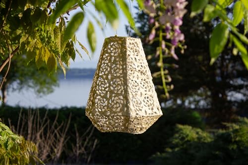Allsop LED Outdoor Solar Lantern, Stainless Steel, 11x10, Soji Stella Prism Pearl, Model 32025