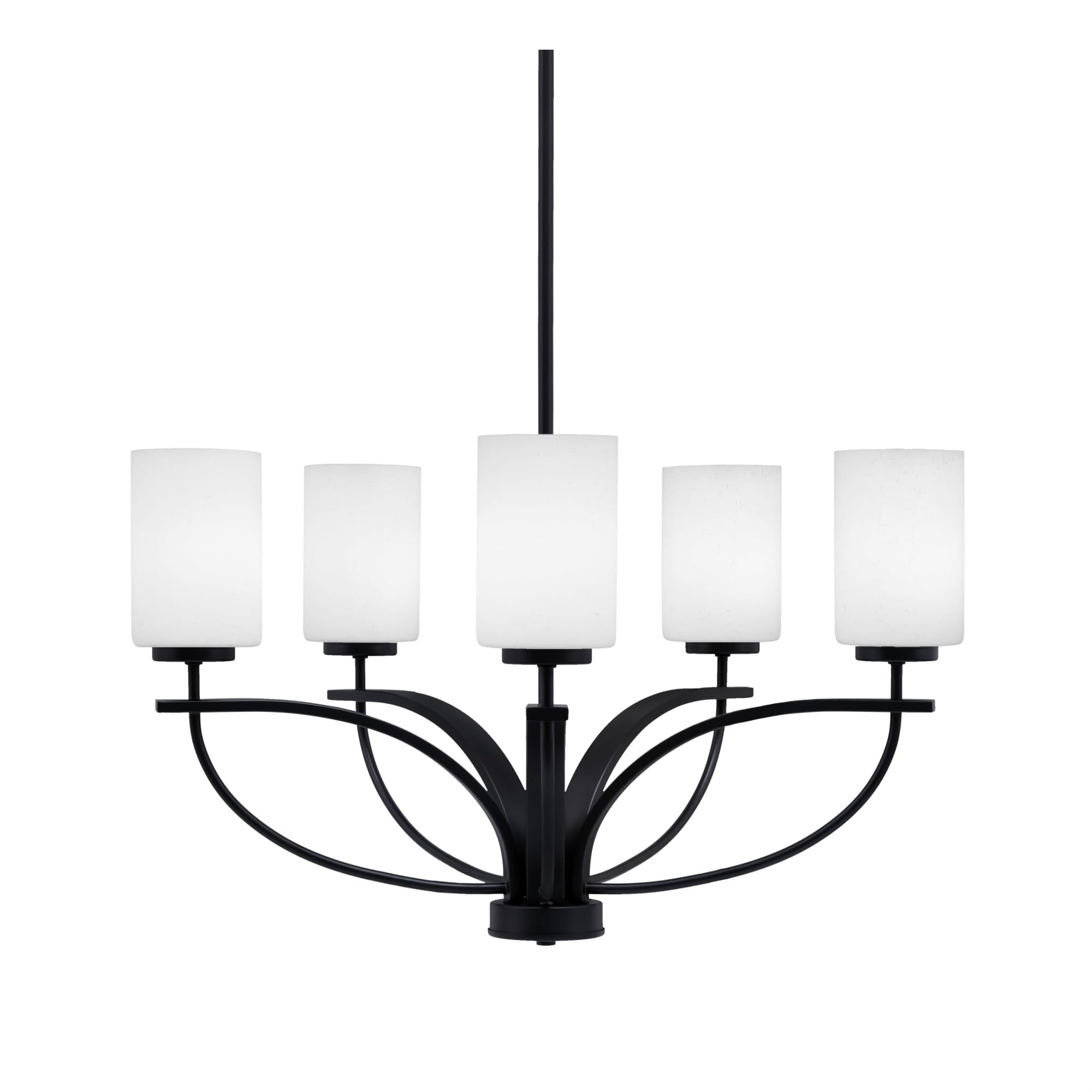 Toltec Lighting Cavella 5 Light Chandelier in Matte Black Finish with 4&quot; White Muslin Glass