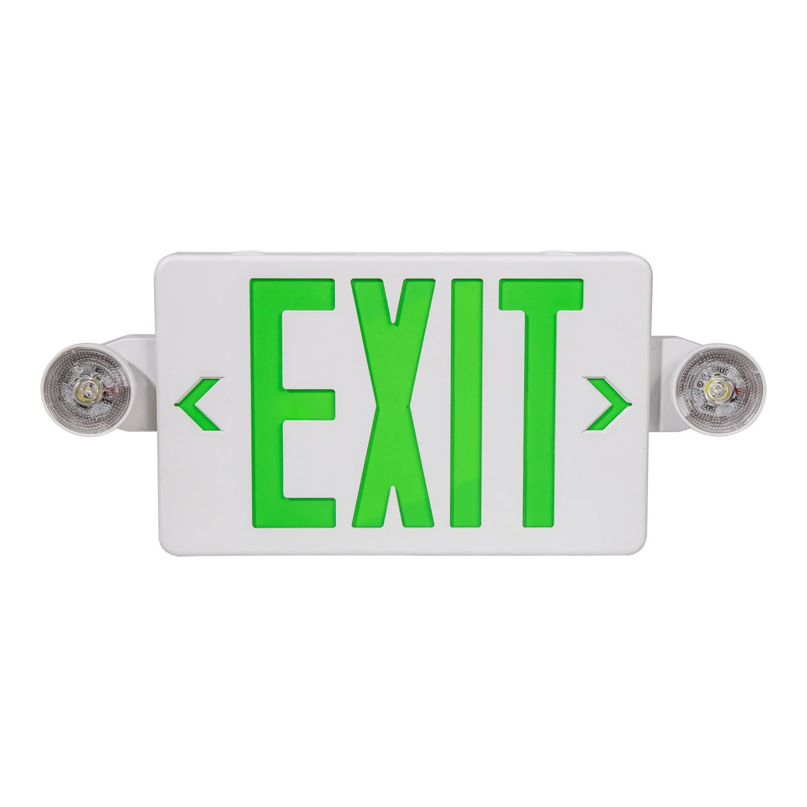 TANLUX Green Exit Sign with Emergency Lights, LED, Battery Backup, UL Listed, 1 Pack, White Housing, Model TL-EX01GE-1