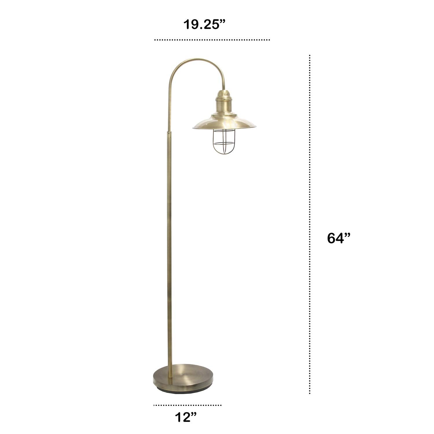 Lalia Home Barnlitt 64-Inch Antique Brass Floor Lamp With Round Cage Shade (Lhf-5022-Ab)