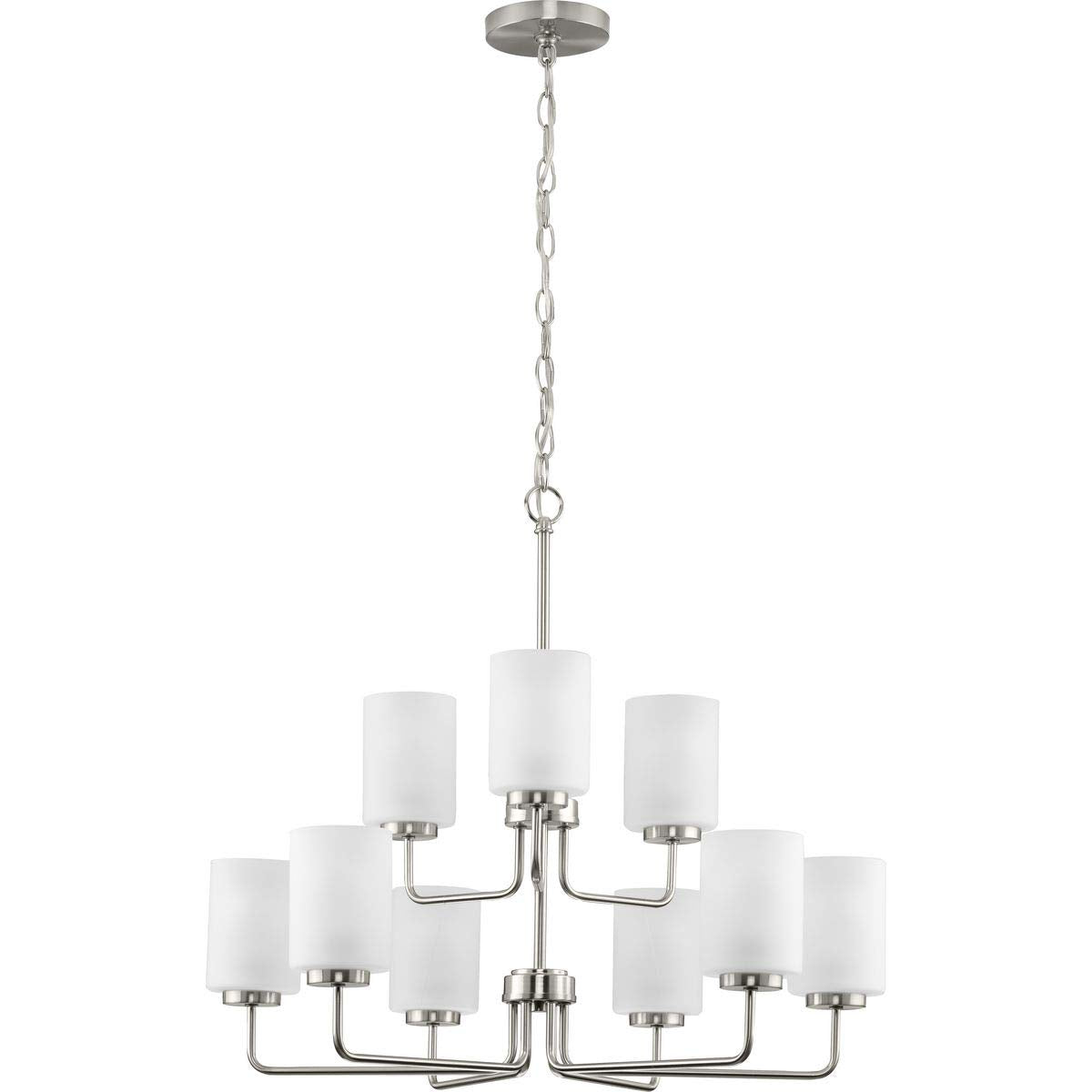 Progress Lighting Merry Collection 9-Light Brushed Nickel Etched Glass Transitional Chandelier Light