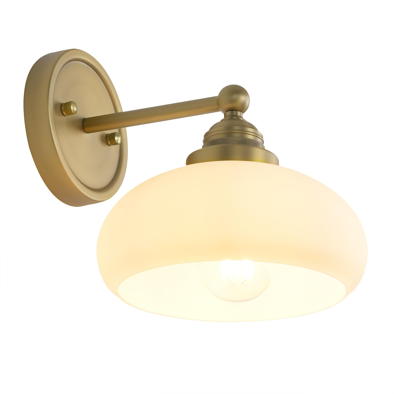 SongCiLT Vintage Industrial Wall Sconce with Milk White Glass Shade, 1-Light Fixture, Antique, Model SC-LWT305D1