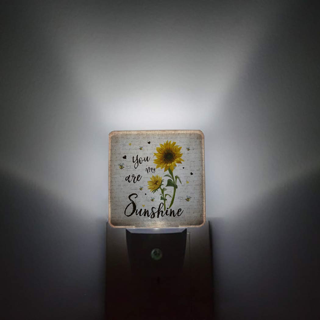 Futuregrace Nightlight Plug in LED Lights for Bedroom, Sunflower Bees You are My Sunshine Vintage Letter Night Lights Plug into