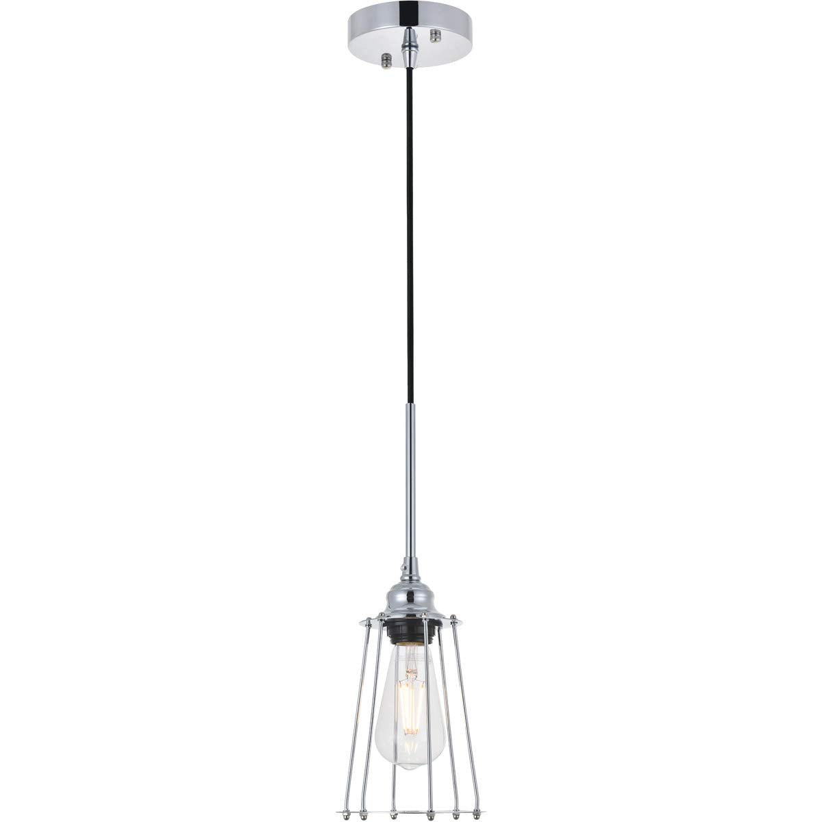 Living District Chrome Pendant Light - Modern Indoor Ceiling Fixture, 1 Light, 5.3&quot;W X 9.2&quot;H