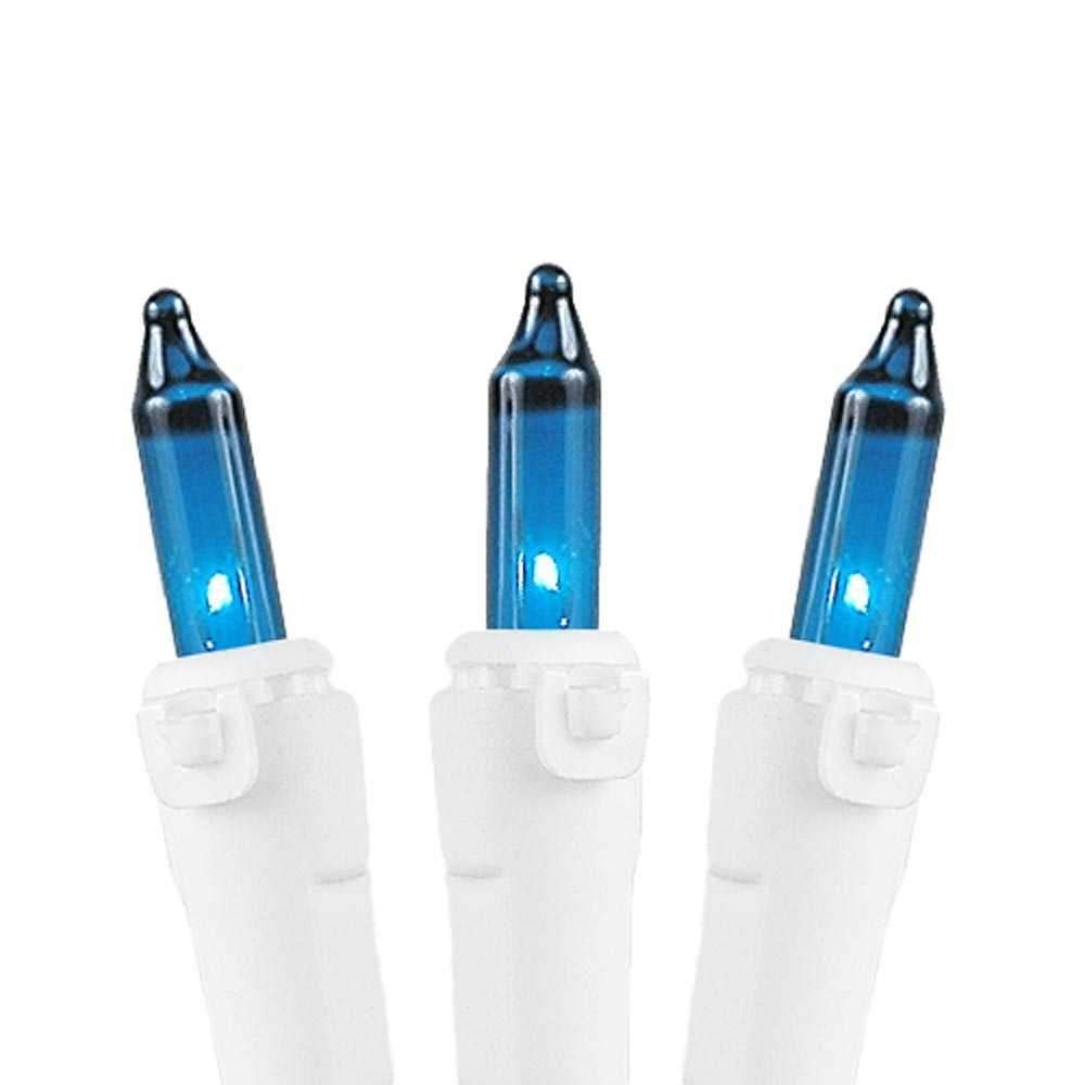 Novelty Lights 50 Light Teal Christmas Mini String Light Set, White Wire, Indoor/Outdoor Ul Listed, 11' Long