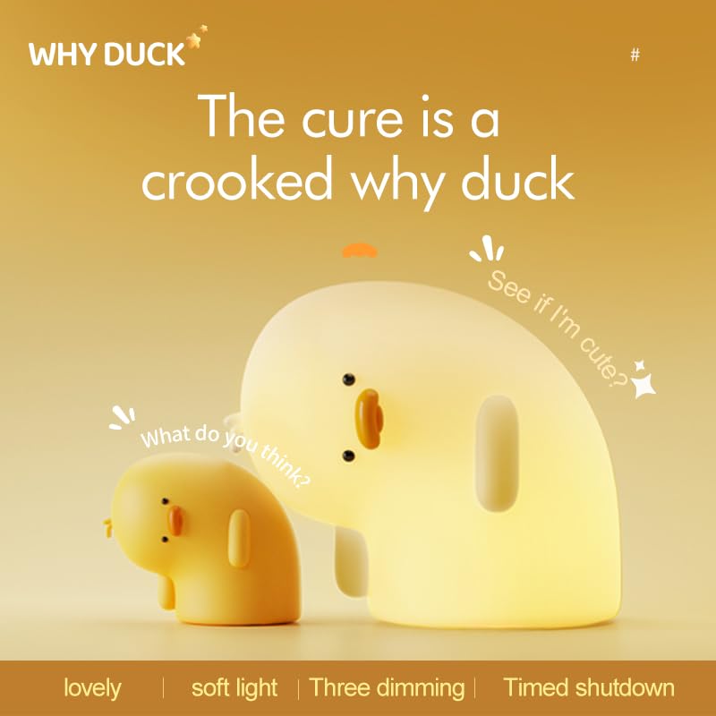 ATCTBOGFS Cute Duck Lamp - Fun LED Night Light for Kids, Touch Control, White, Model YYlampWhite