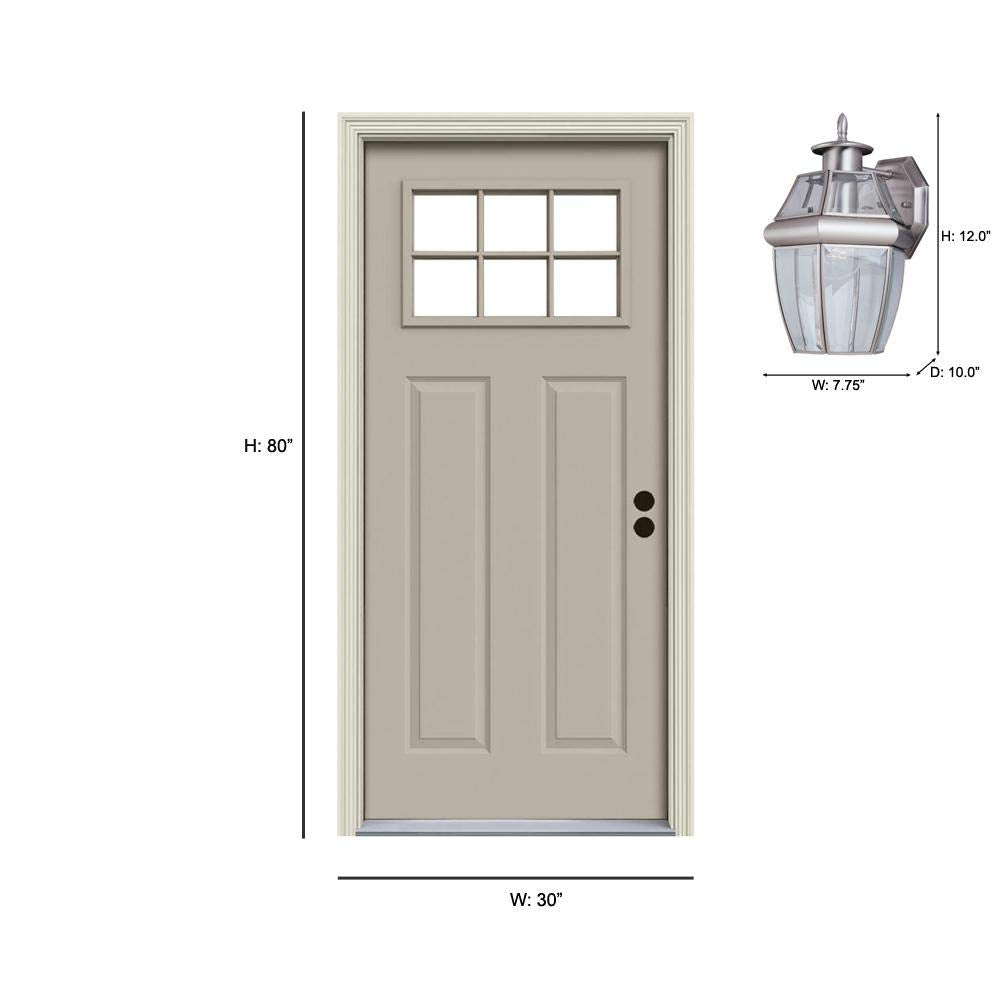 Sea Gull Lighting Outdoor Wall Lantern, One-Light, Brass, Silver, Model 8038-965