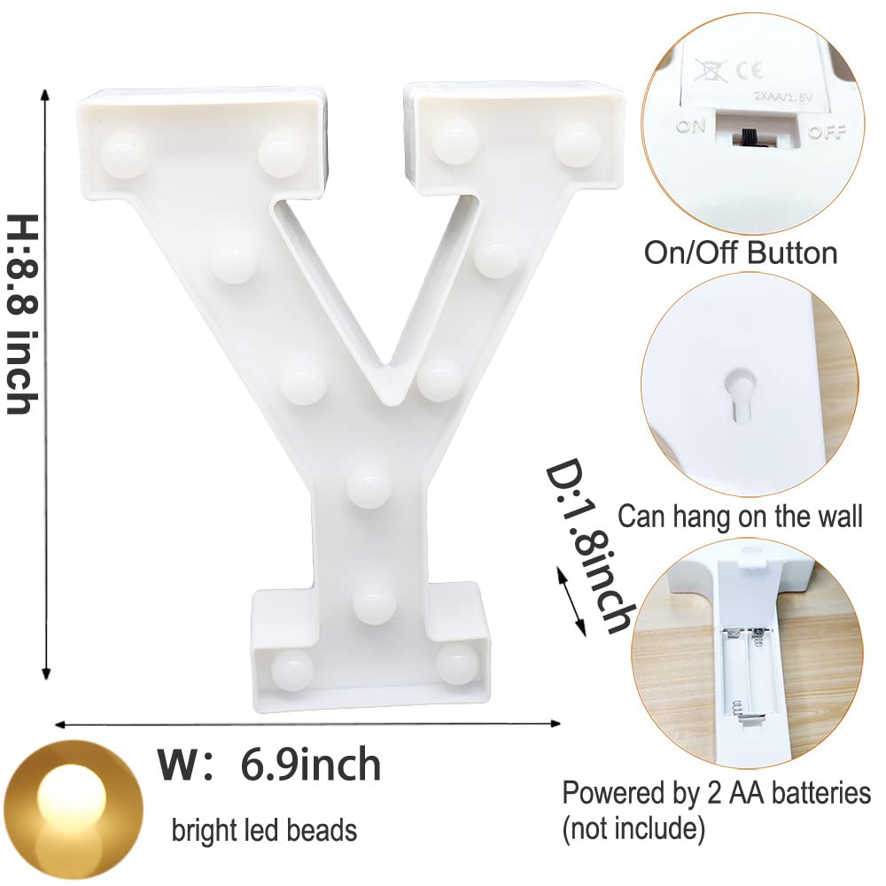 AUSAYE LED Letter Lights Alphabet Sign Night Light for Home Party Wedding Decoration - Plastic - (Y)
