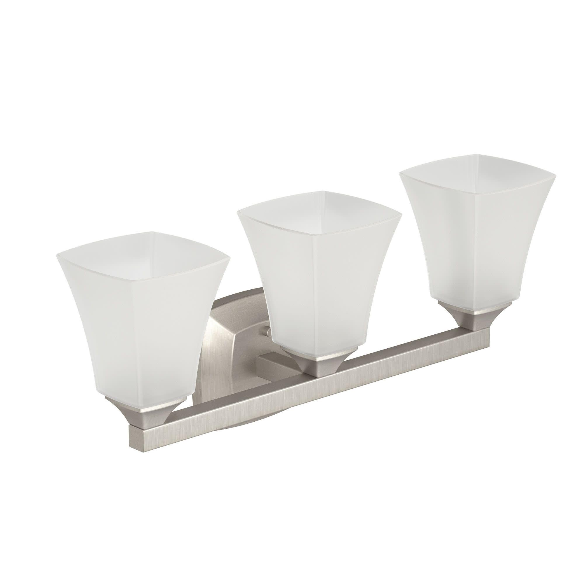 Moen Voss 3-Light Bathroom Vanity Fixture, Brushed Nickel, Frosted Glass, 7.24 x 9.61 x 26.89 inches, Model YB5163BN