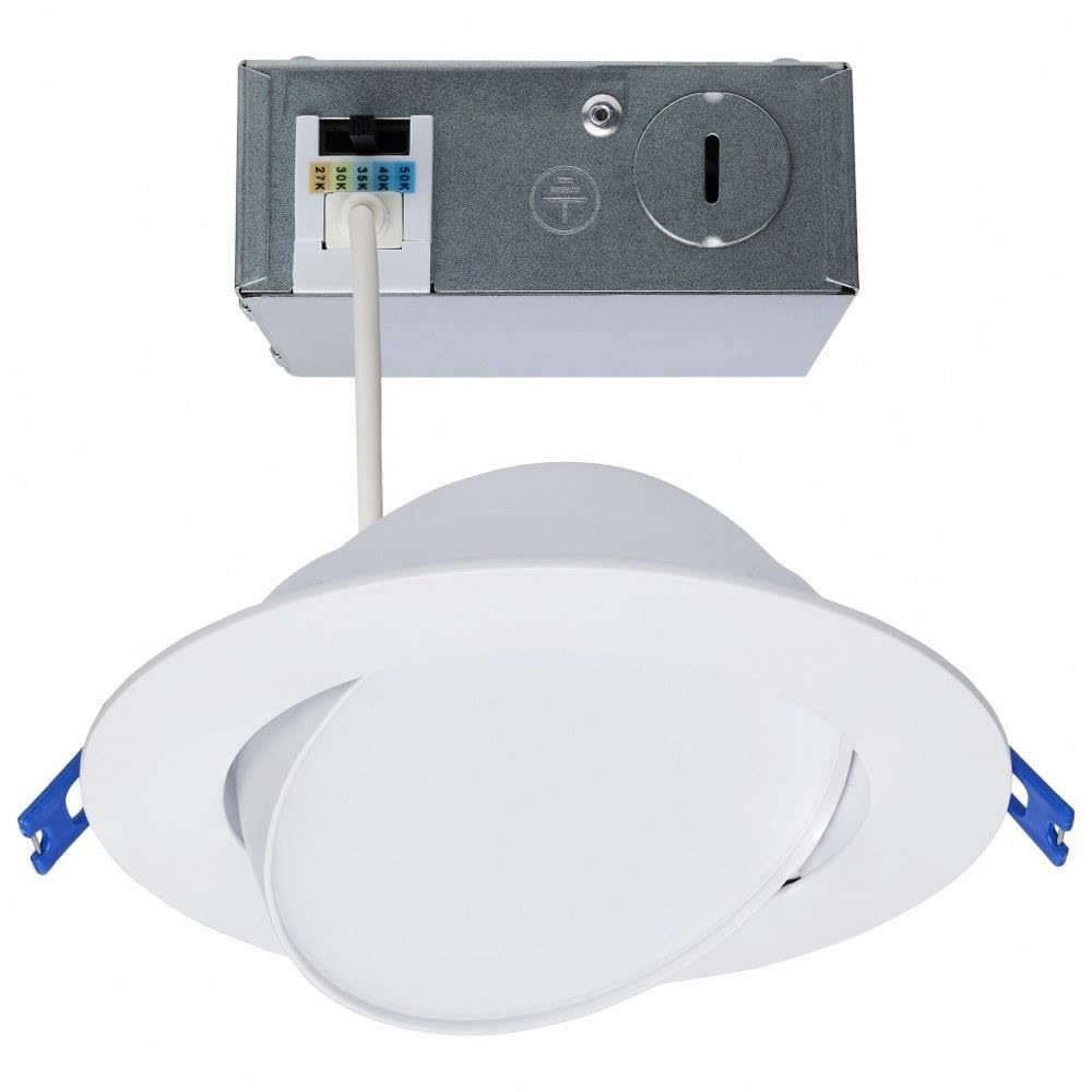 Satco CCT Selectable LED Low Profile Directional Downlight with Remote Driver, 6 Inches, White