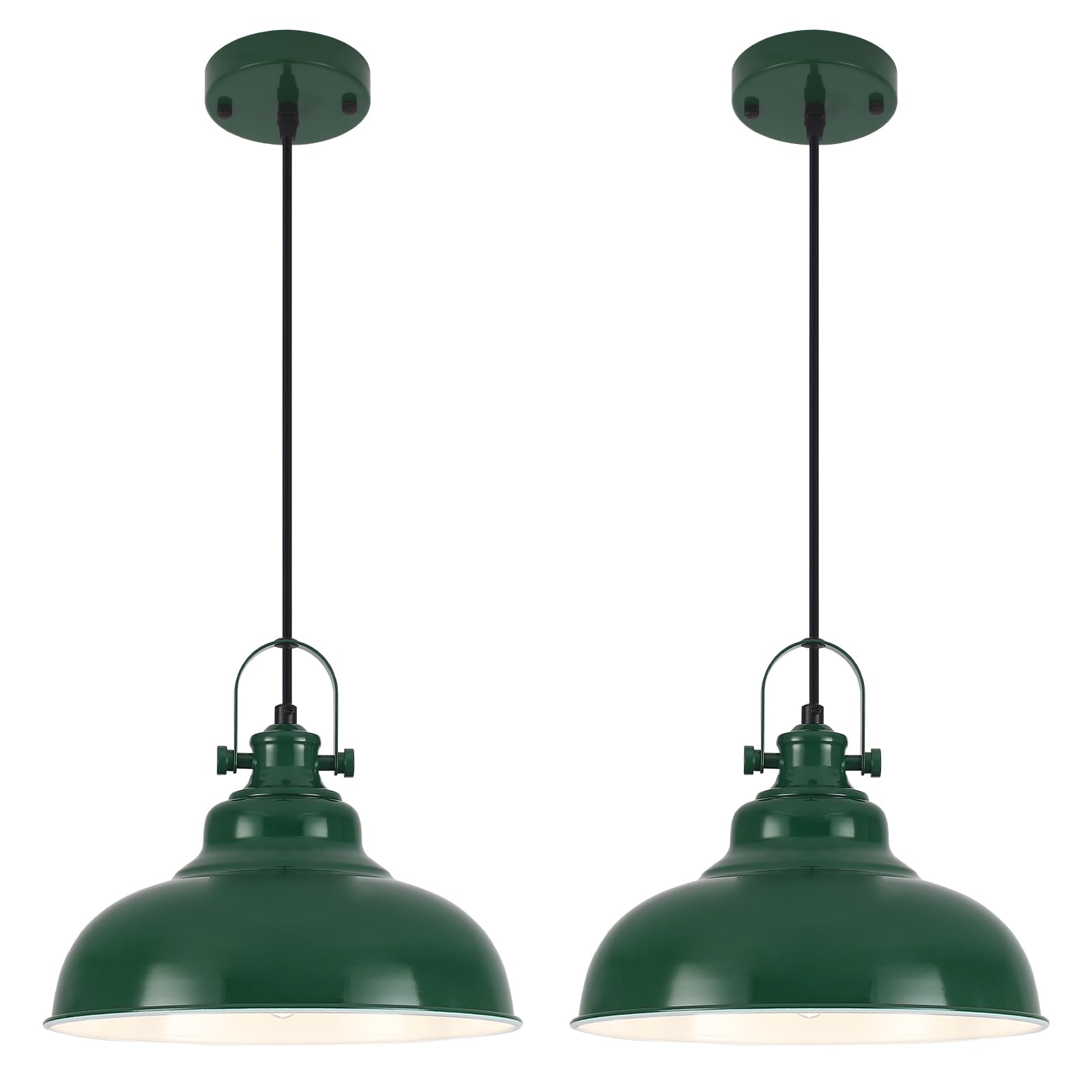 GUIHUALOVE Green Pendant Lights Kitchen Island 2 Pack, Dome Pendant Light, Farmhouse Pendant Light Fixtures (11.41'' W), Island 