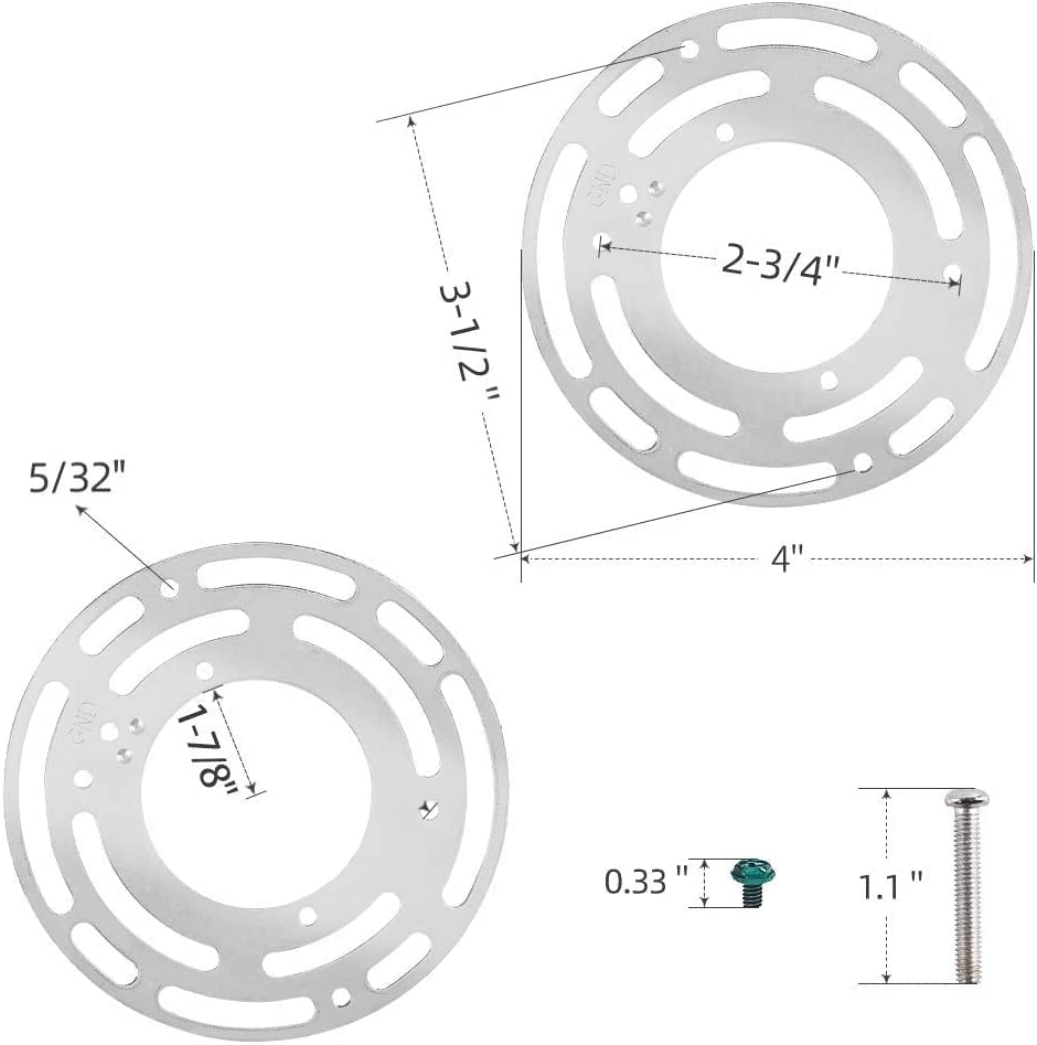 Armiika 2 Pack Universal Light Fixture Mounting Bracket, 4" Steel Round Crossbar, Silver, Model BGB-S-01