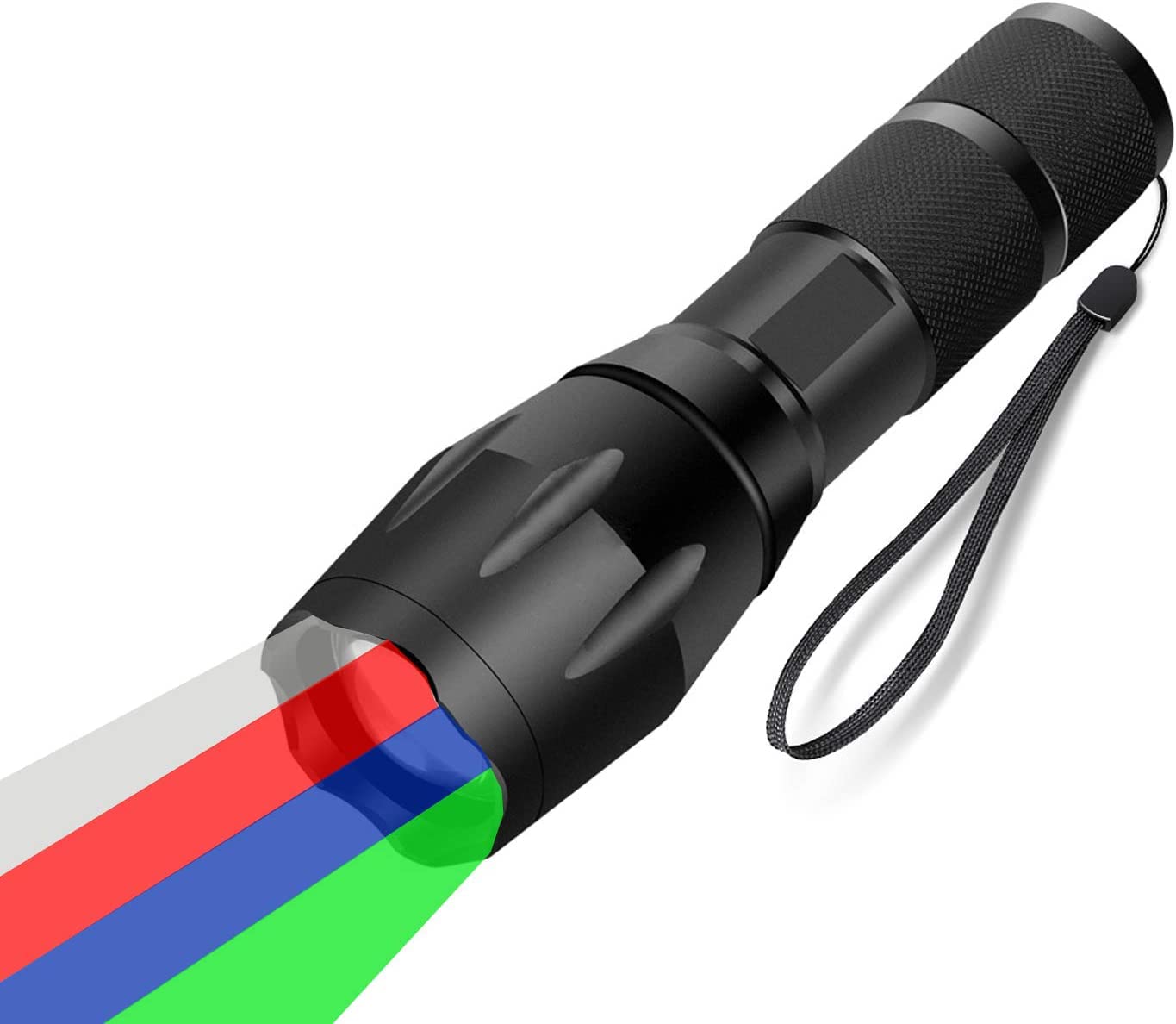 WAYLLSHINE 4 in 1 Multicolor Red Green Blue White Flashlight, Single Mode White Red Green Blue Light Flashlight, RGBW Light for 