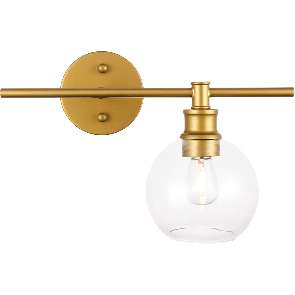 Living District Brass Wall Sconce With Clear Glass Shade – 1 Light Right Fixture
