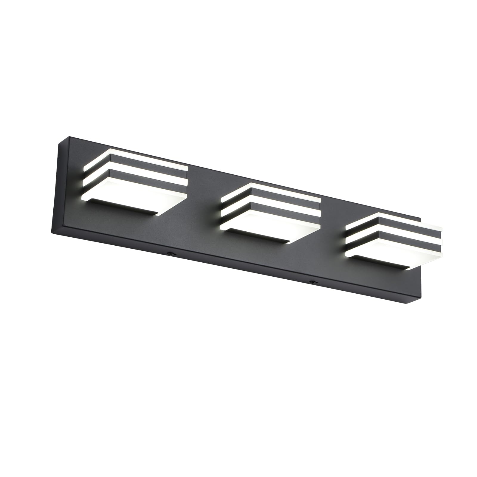 yumcrelect Black Vanity Lights 3-Light Bar 20-Inch Acrylic Bathroom Fixtures Black Model 6210