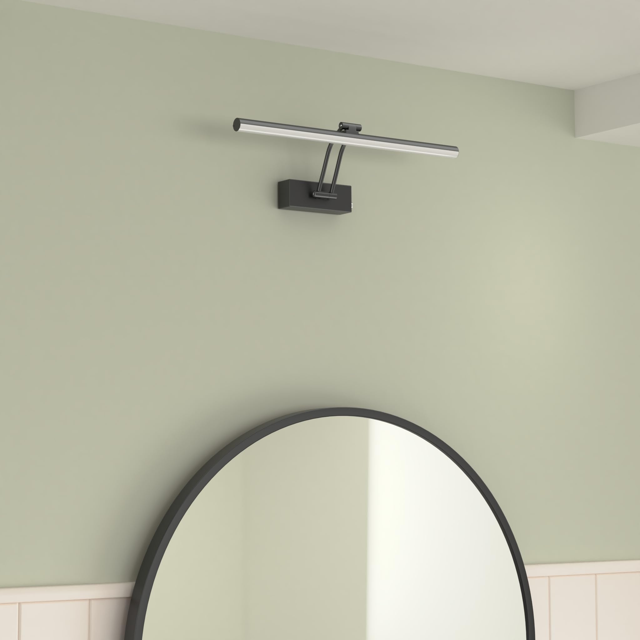 Howmzon Wireless Picture Light  16 Inches  Battery Operated  Dimmable Black Metal Led Art Light For Wall Sconce