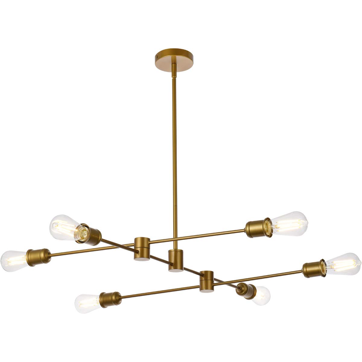 Living District Xavier 6-Light Mid-Century Metal Pendant in Brass Finish