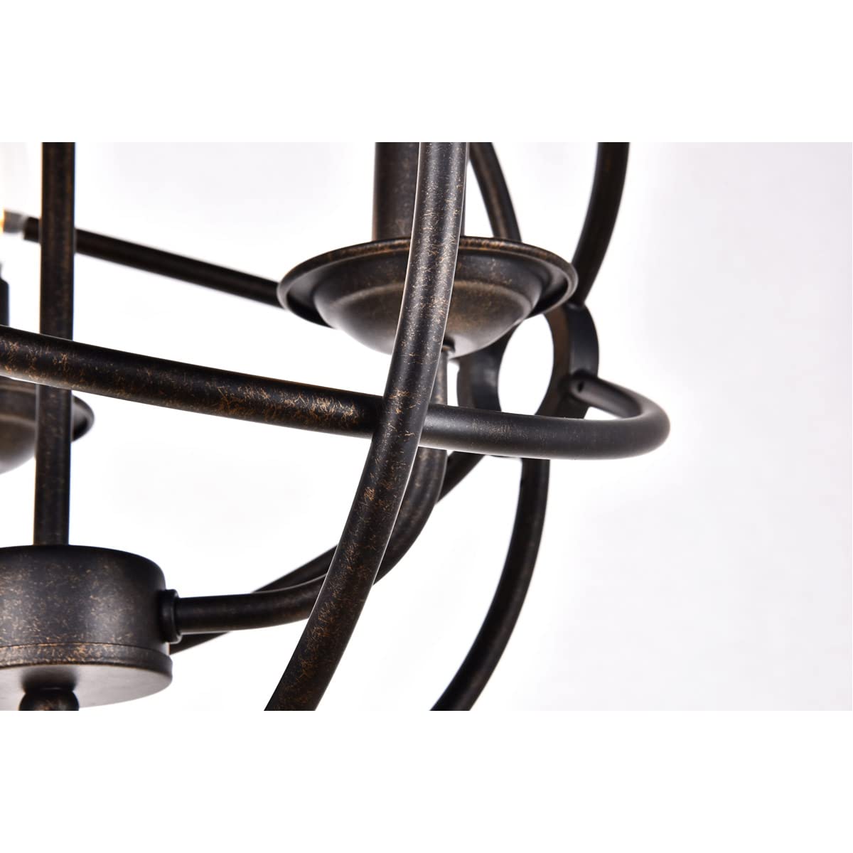 Elegant Lighting Octavia Collection 3 Light Pendant Lamp in Dark Brown Finish - 14''D x 15''H