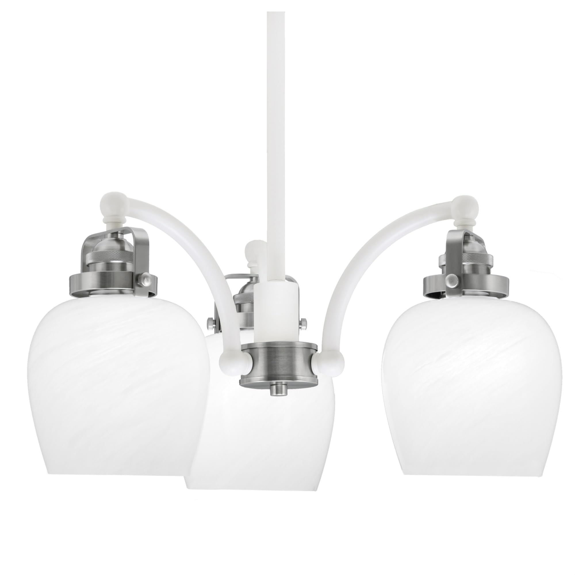 Easton Downlight, 3 Light, Chandelier Shown In White & Brushed Nickel Finish With 6&quot; White Marble Glass