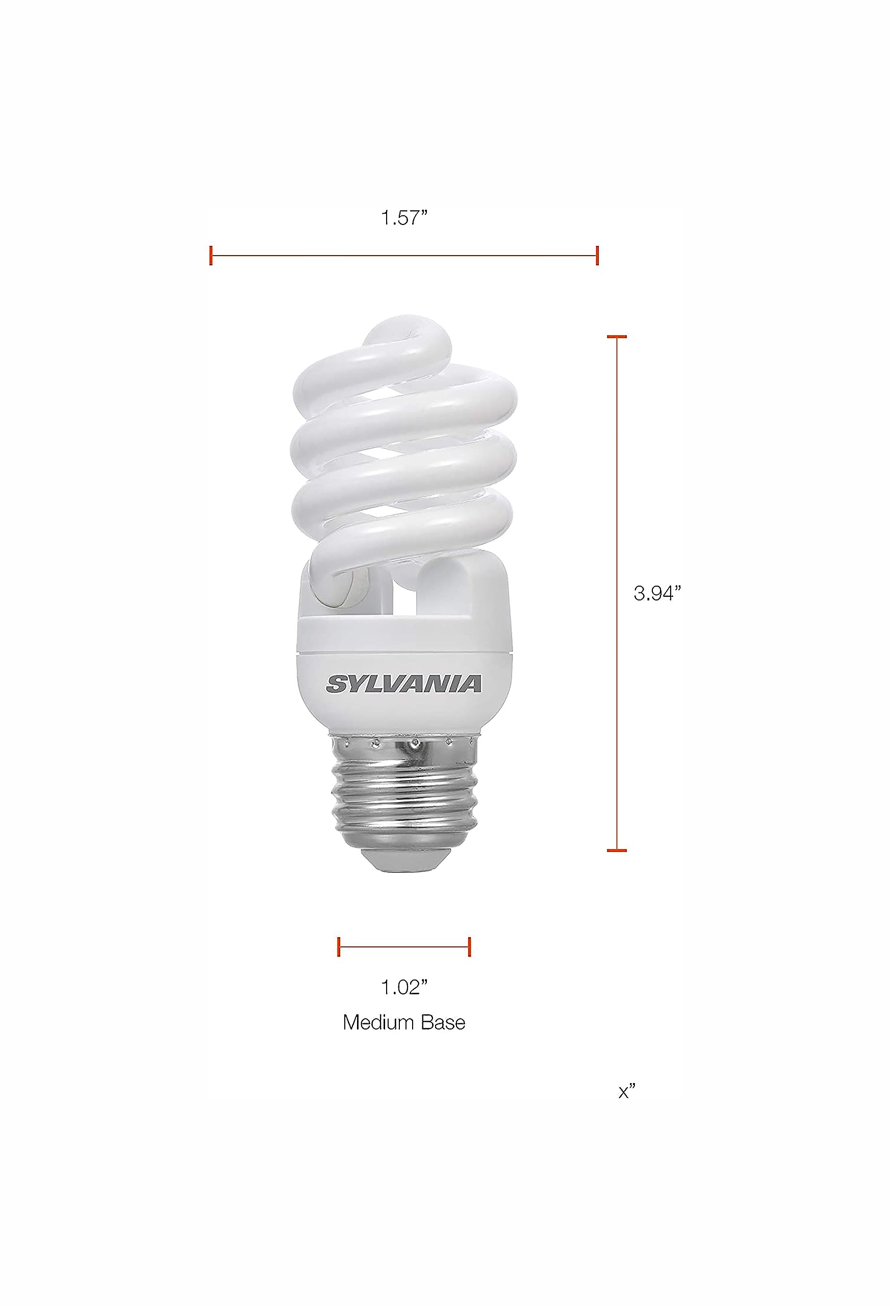 LEDVANCE Sylvania CFL T2 Twist Light Bulb, 60W Equivalent, 13W, 850 Lumens, Soft White, 8 Pack, Model SY26361